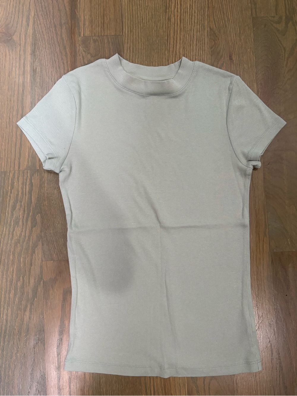 Women’s Short Sleeve Ribbed Tee in Light Green
